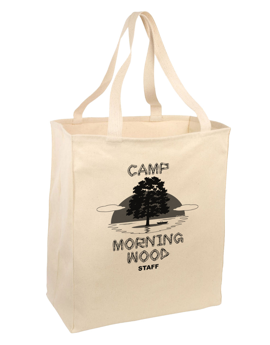 Camp Morning Wood Staff - B&W Large Grocery Tote Bag by TooLoud-Grocery Tote-TooLoud-Natural-Large-Davson Sales