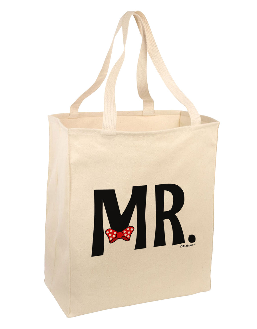 Matching Mr and Mrs Design - Mr Bow Tie Large Grocery Tote Bag by TooLoud-Grocery Tote-TooLoud-Natural-Large-Davson Sales
