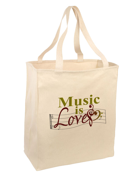 Music Is Love Large Grocery Tote Bag-Grocery Tote-TooLoud-Natural-Large-Davson Sales