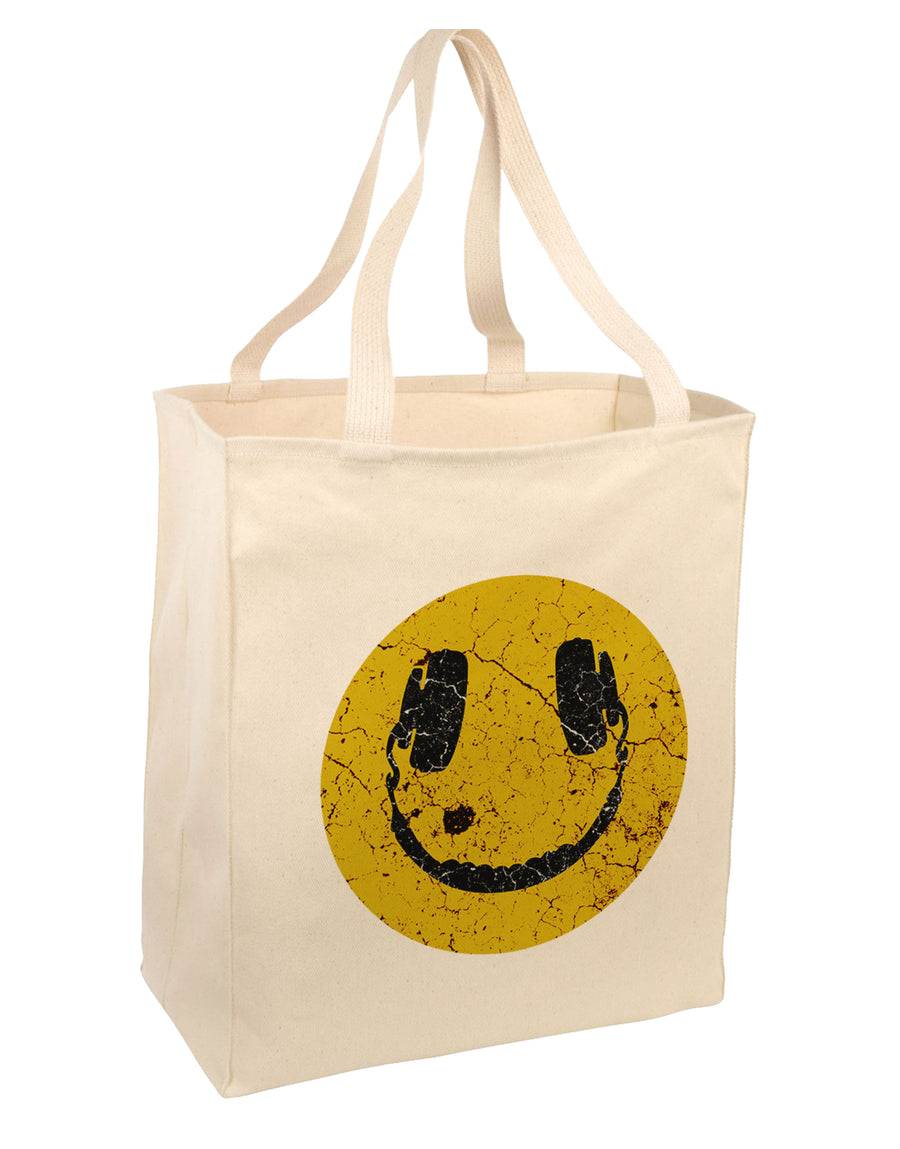 EDM Smiley Face Large Grocery Tote Bag-Natural by TooLoud-Grocery Tote-TooLoud-Natural-Large-Davson Sales