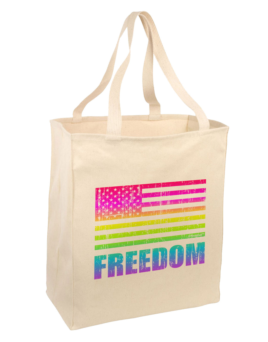 American Pride - Rainbow Flag - Freedom Large Grocery Tote Bag-Grocery Tote-TooLoud-Natural-Large-Davson Sales