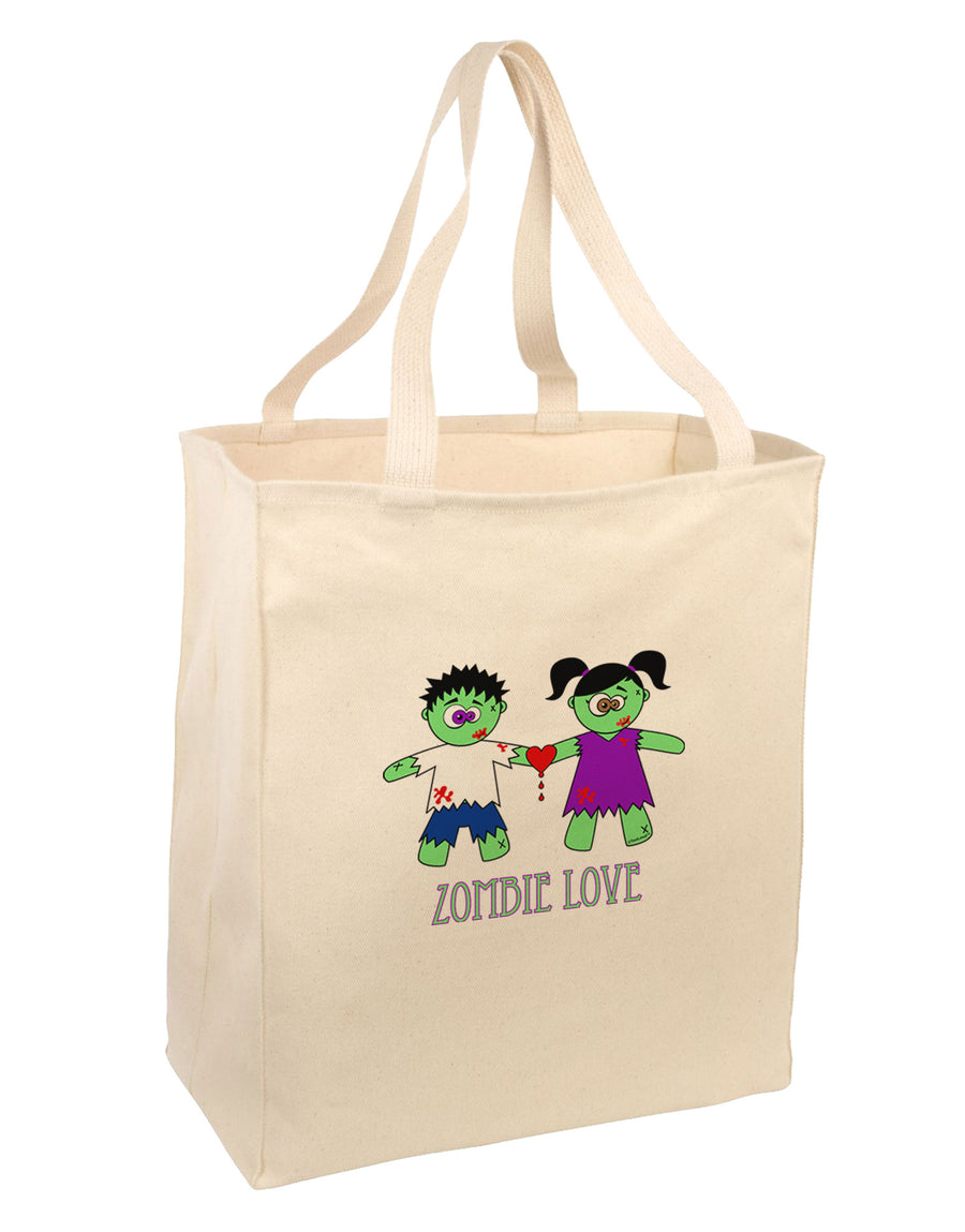 Zombie Love Couple Halloween Large Grocery Tote Bag-Grocery Tote-TooLoud-Natural-Large-Davson Sales