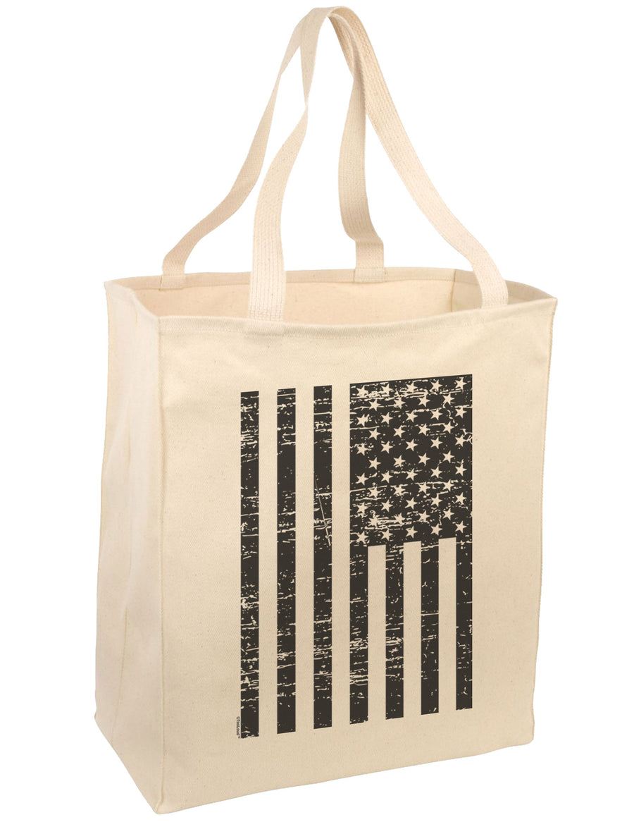 Vintage Black and White USA Flag Large Grocery Tote Bag-Grocery Tote-TooLoud-Natural-Large-Davson Sales