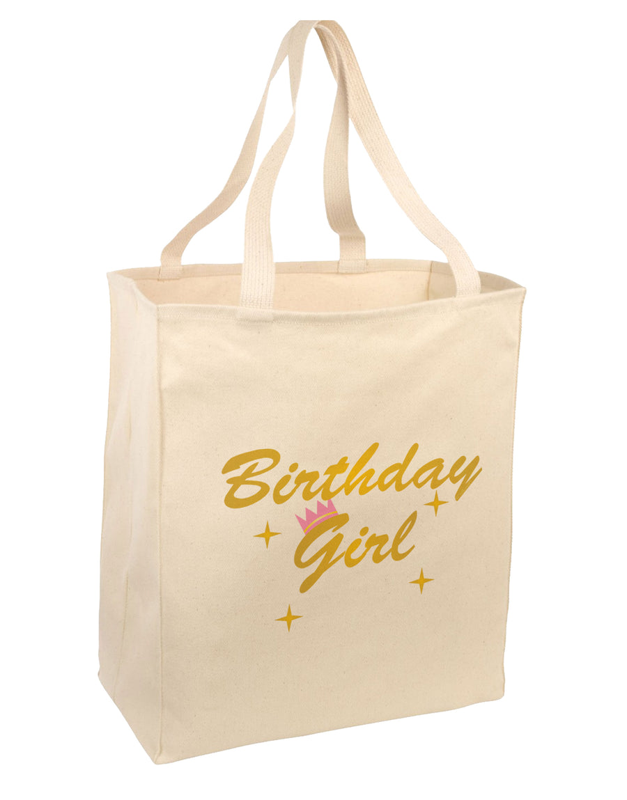Birthday Girl Text Large Grocery Tote Bag-Natural by TooLoud-Grocery Tote-TooLoud-Natural-Large-Davson Sales