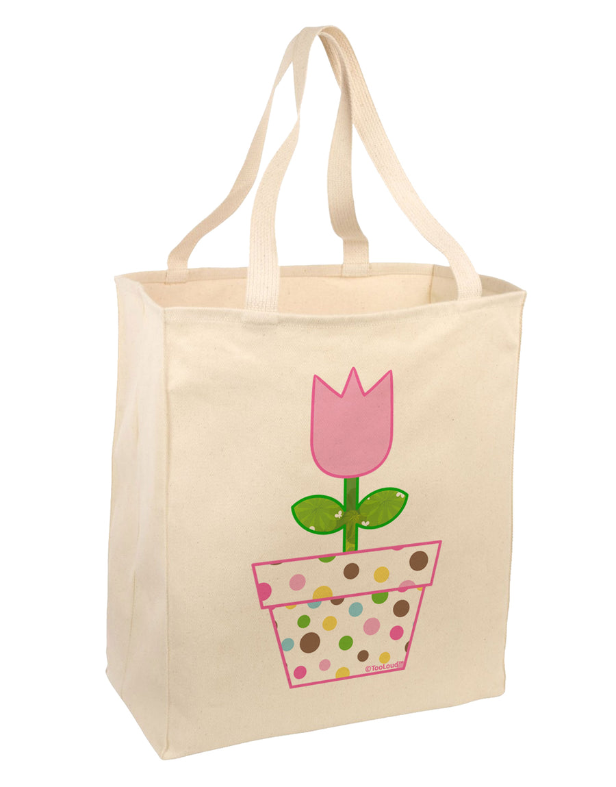 Easter Tulip Design - Pink Large Grocery Tote Bag by TooLoud-Grocery Tote-TooLoud-Natural-Large-Davson Sales