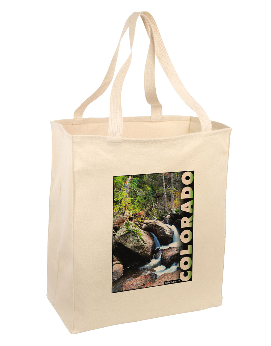 Rockies River with Text Large Grocery Tote Bag-Natural-Grocery Tote-TooLoud-Natural-Large-Davson Sales