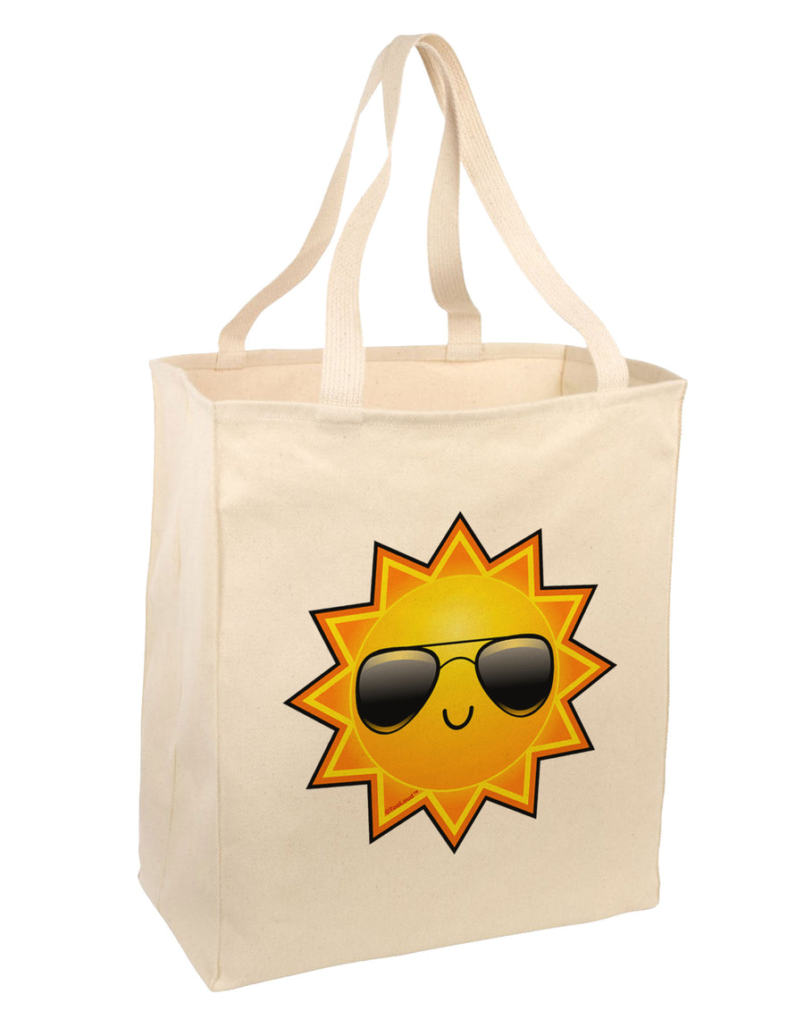 Sun With Sunglasses Large Grocery Tote Bag by TooLoud-Grocery Tote-TooLoud-Natural-Large-Davson Sales