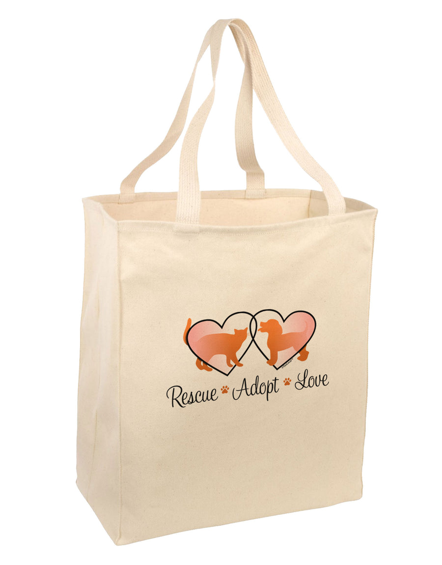 Rescue Adopt Love Large Grocery Tote Bag-Grocery Tote-TooLoud-Natural-Large-Davson Sales