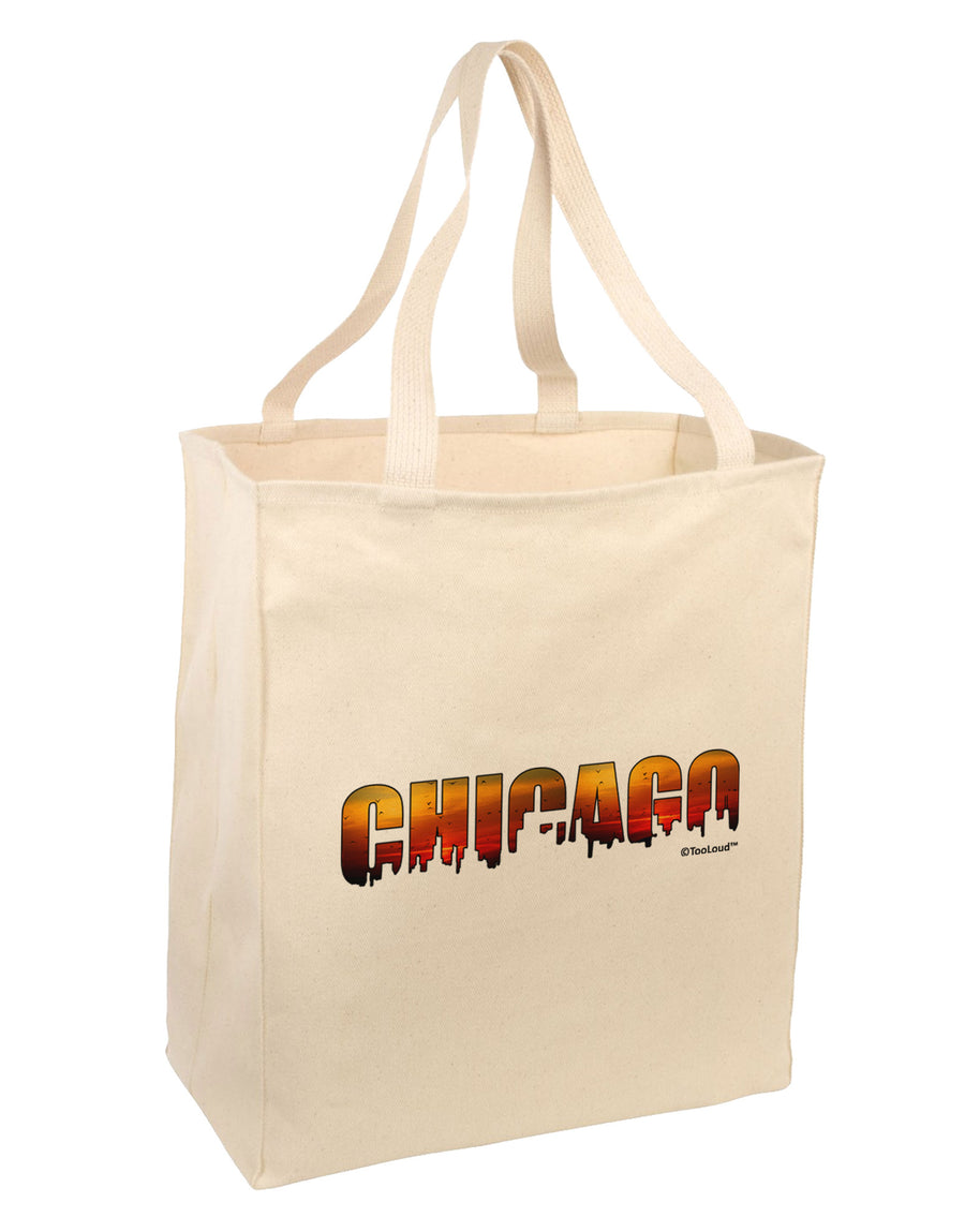 Chicago Skyline Cutout - Sunset Sky Large Grocery Tote Bag by TooLoud-Grocery Tote-TooLoud-Natural-Large-Davson Sales