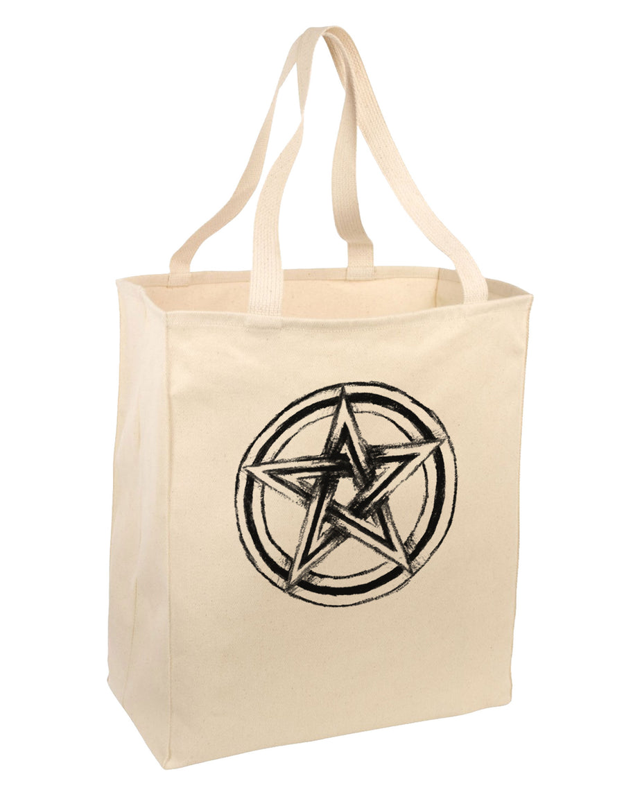 Pentacle Magick Witchcraft Star Large Grocery Tote Bag-Grocery Tote-TooLoud-Natural-Large-Davson Sales