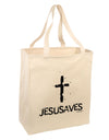 JESUSAVES - Jesus Saves Cross Design Large Grocery Tote Bag by TooLoud-Grocery Tote-TooLoud-Natural-Large-Davson Sales