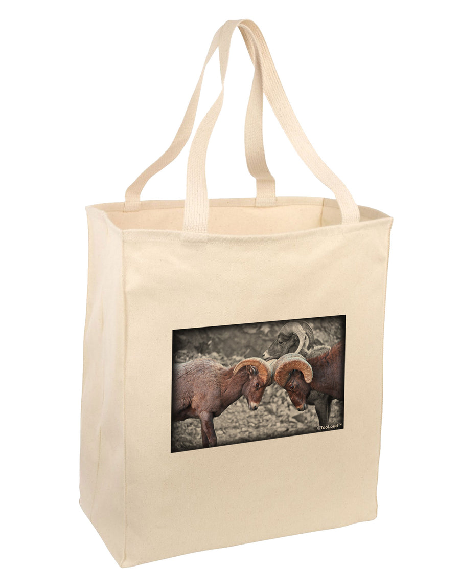 CO Bighorn Head Butt Desaturated Large Grocery Tote Bag-Natural-Grocery Tote-TooLoud-Natural-Large-Davson Sales