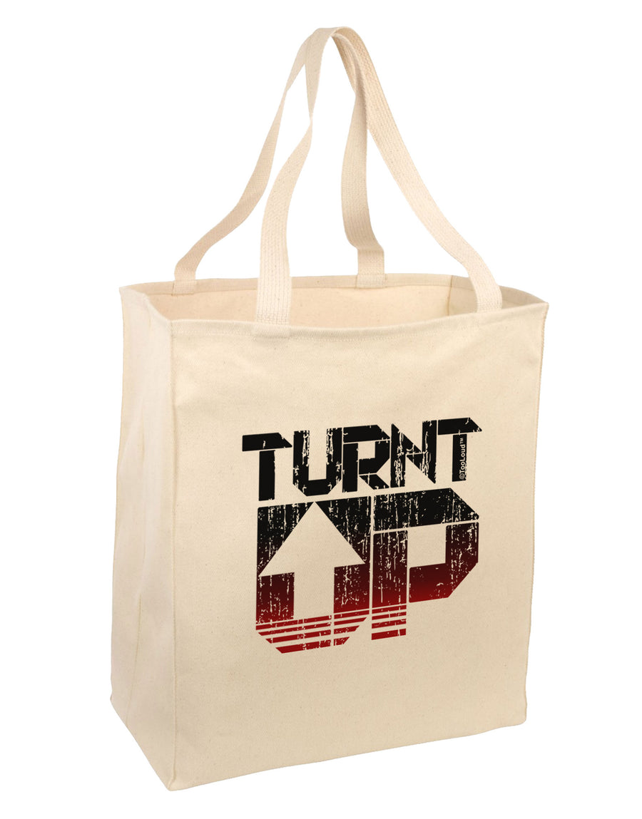 TooLoud Turnt Up Distressed Large Grocery Tote Bag-Grocery Tote-TooLoud-Natural-Large-Davson Sales