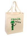 Peace Man Alien Large Grocery Tote Bag-Grocery Tote-TooLoud-Natural-Large-Davson Sales