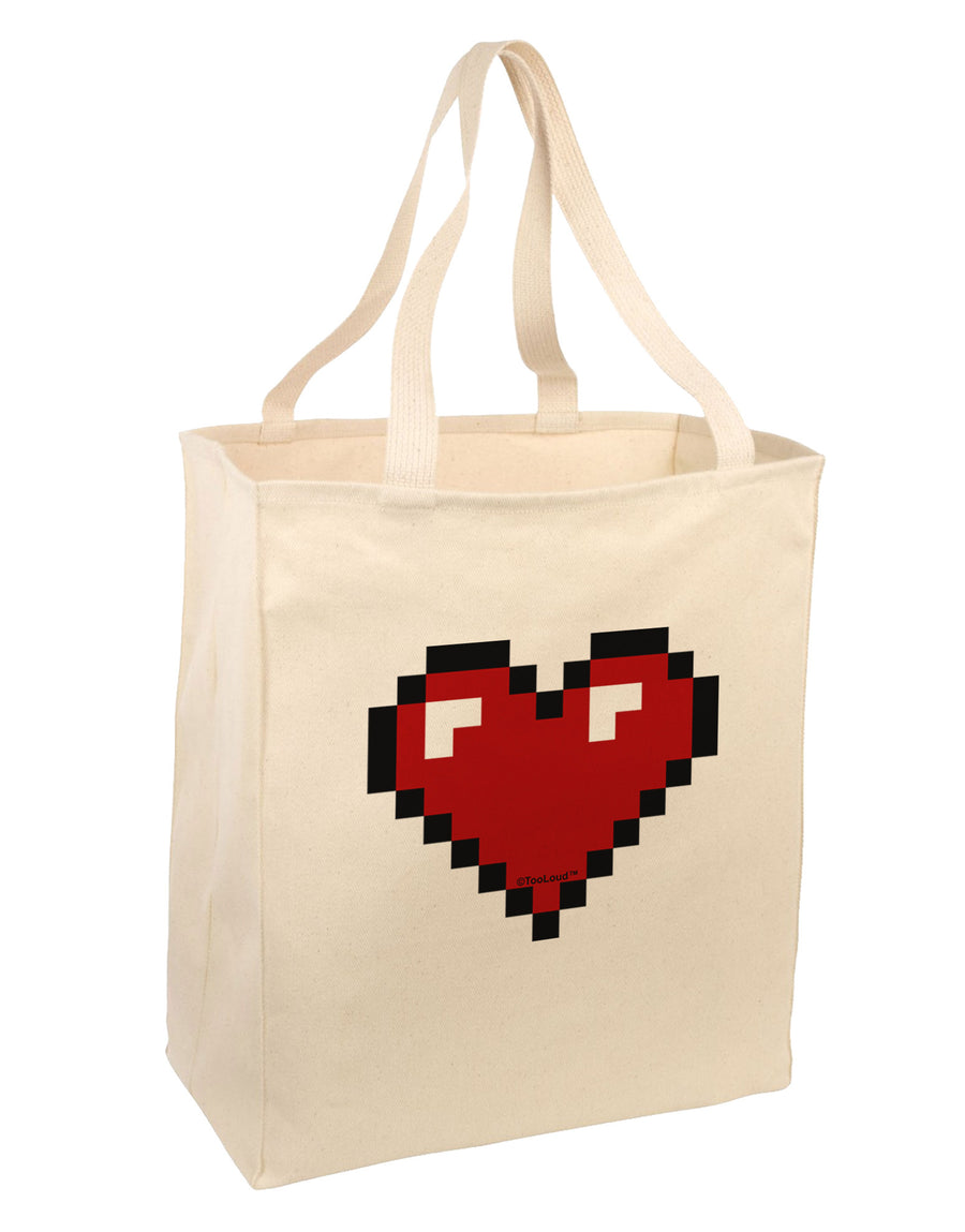 Pixel Heart Design 1 - Valentine's Day Large Grocery Tote Bag by TooLoud-Grocery Tote-TooLoud-Natural-Large-Davson Sales