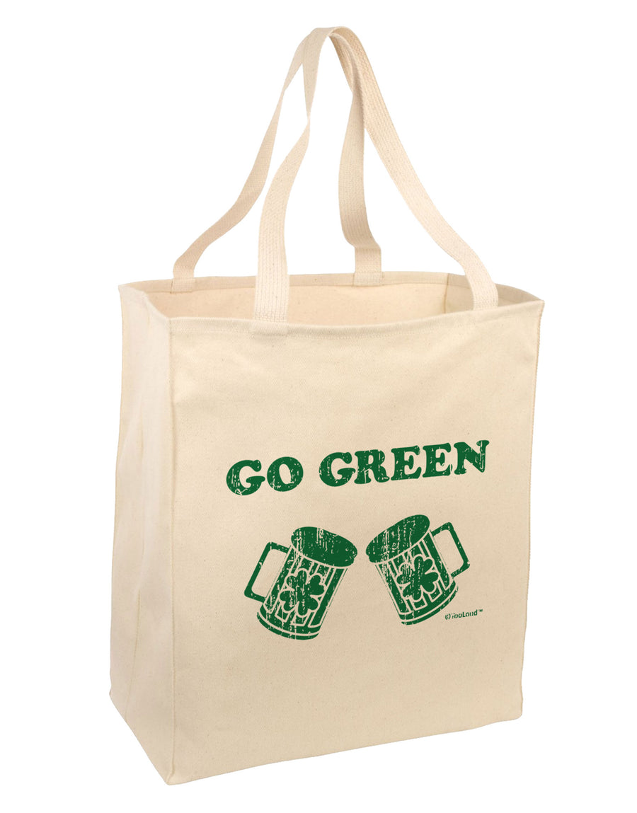 Go Green - St. Patrick's Day Green Beer Large Grocery Tote Bag by TooLoud-Grocery Tote-TooLoud-Natural-Large-Davson Sales