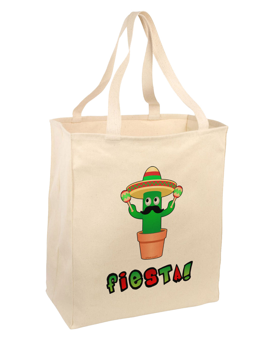 Fiesta Cactus Text Large Grocery Tote Bag by TooLoud-Grocery Tote-TooLoud-Natural-Large-Davson Sales