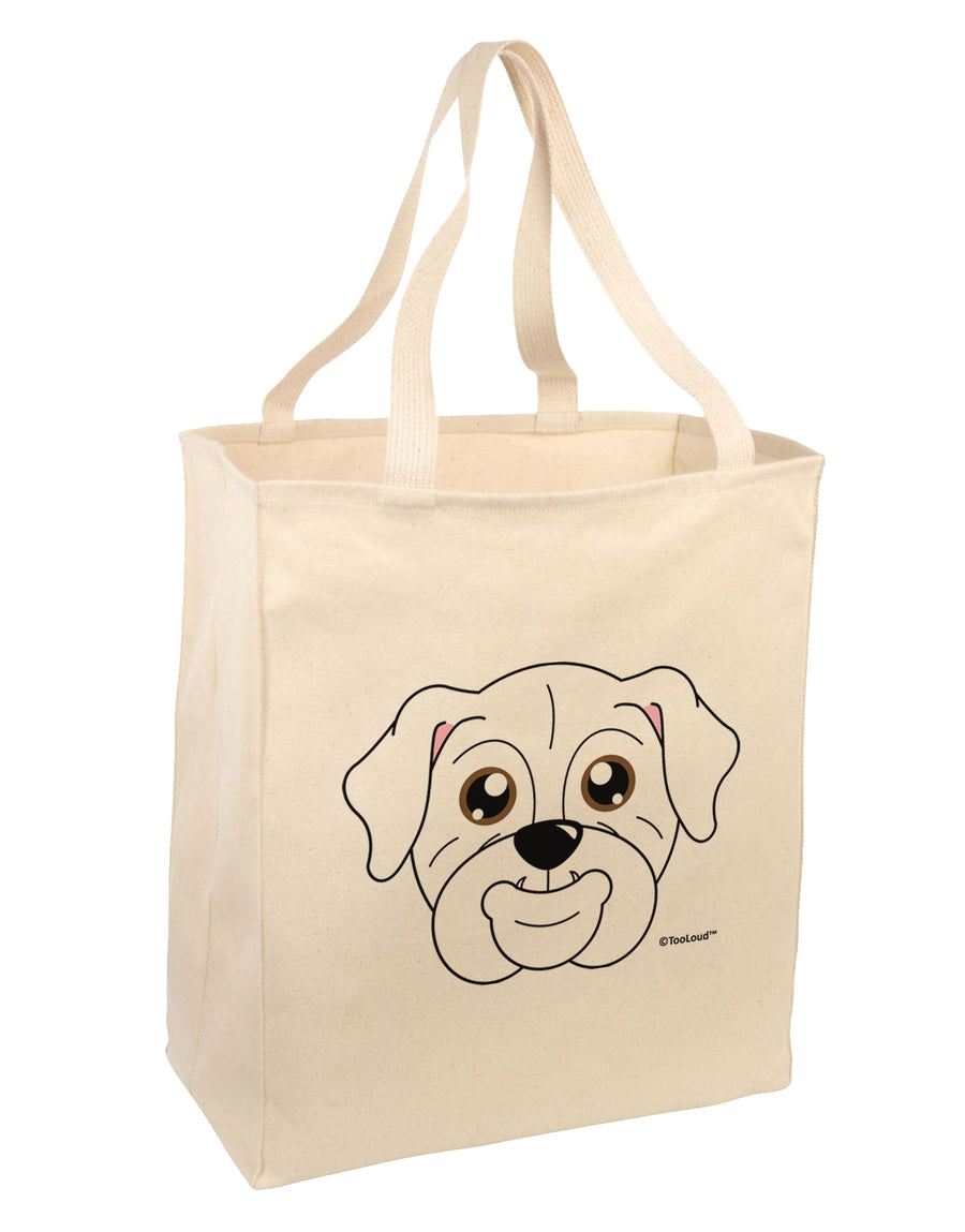 Cute Bulldog - White Large Grocery Tote Bag by TooLoud-Grocery Tote-TooLoud-Natural-Large-Davson Sales