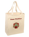 Happy Wholidays Winter Owl With Earmuffs Large Grocery Tote Bag-Grocery Tote-TooLoud-Natural-Large-Davson Sales