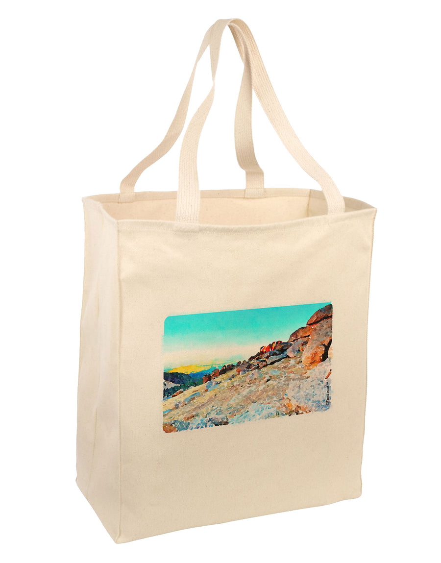 CO Rockies View Watercolor Large Grocery Tote Bag-Natural-Grocery Tote-TooLoud-Natural-Large-Davson Sales