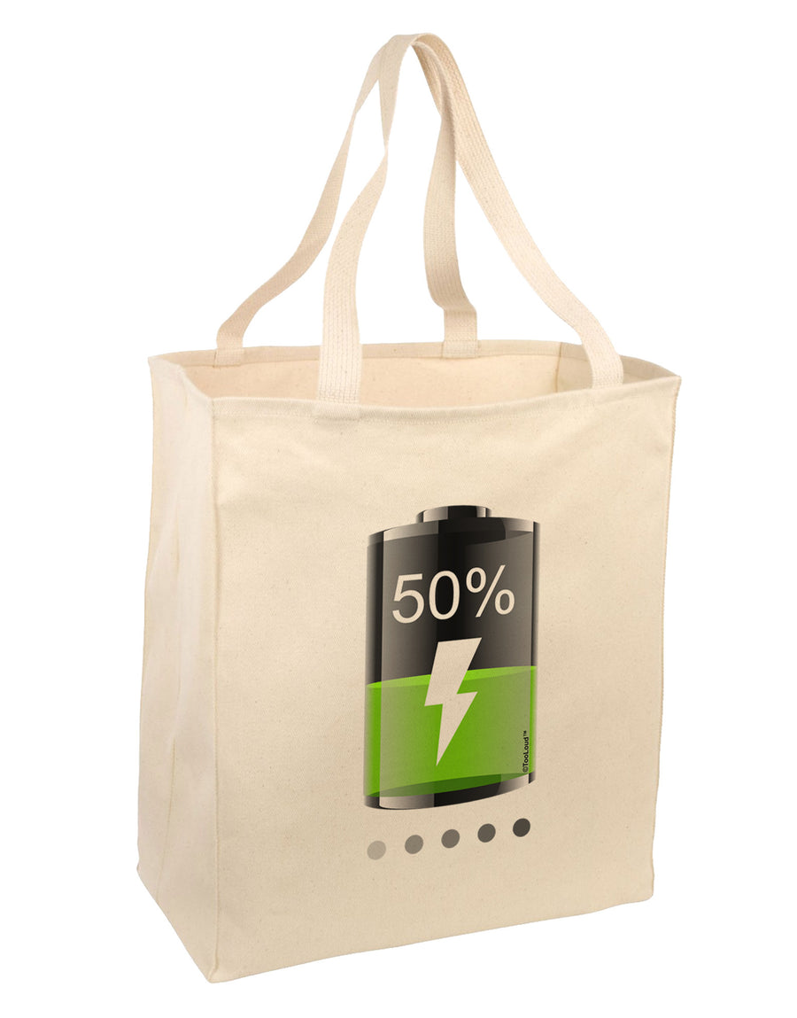 Half Energy 50 Percent Large Grocery Tote Bag-Natural-Grocery Tote-TooLoud-Natural-Large-Davson Sales