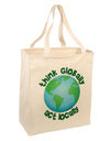 Think Globally Act Locally - Globe Large Grocery Tote Bag-Grocery Tote-TooLoud-Natural-Large-Davson Sales