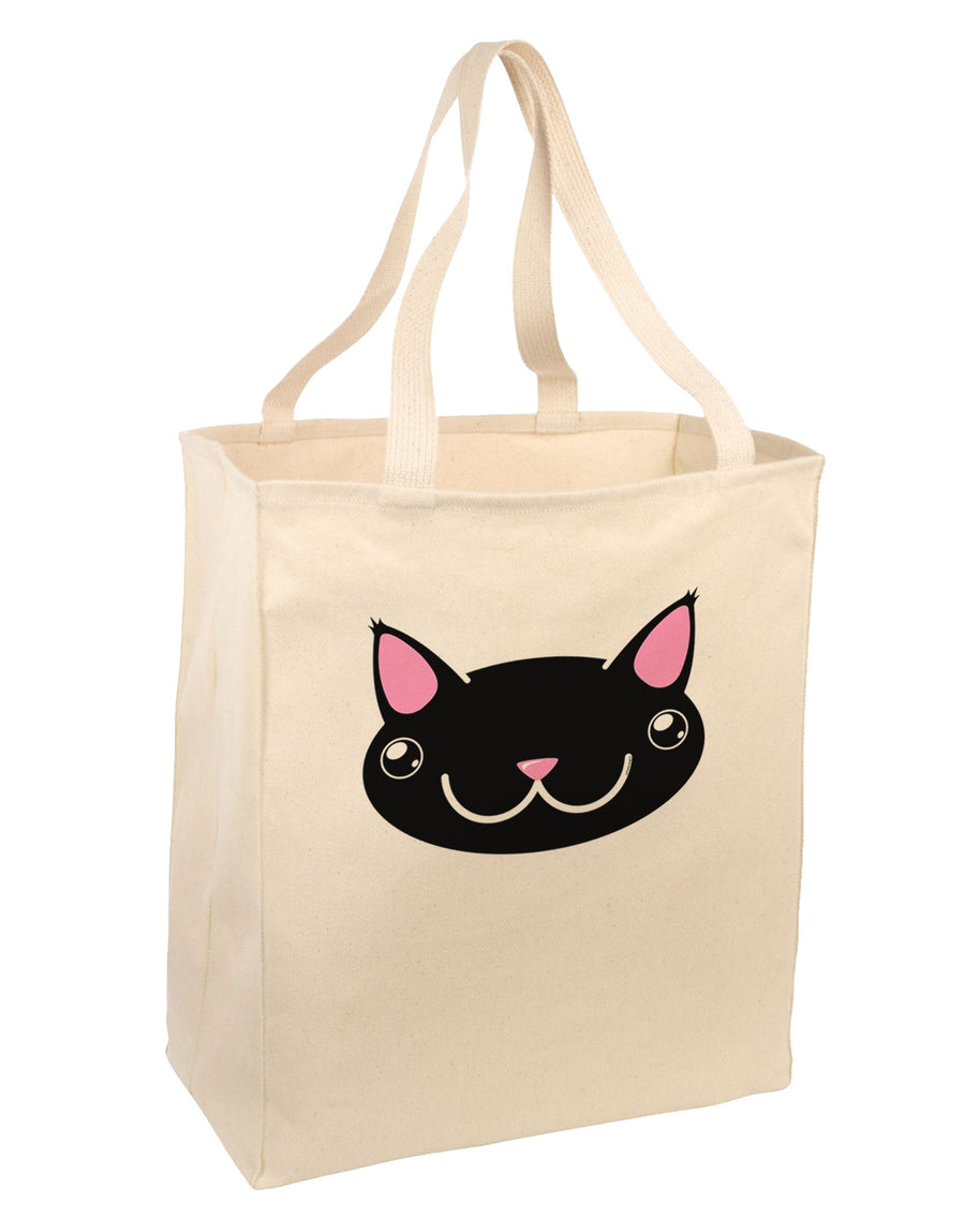 Kyu-T Head - Night Kawa the Cute Critter Large Grocery Tote Bag-Grocery Tote-TooLoud-Natural-Large-Davson Sales