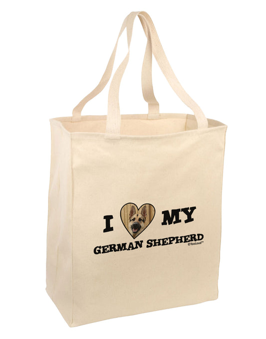 I Heart My German Shepherd Large Grocery Tote Bag-Grocery Tote-TooLoud-Natural-Large-Davson Sales