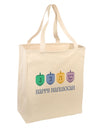 Happy Hanukkah Dreidels Large Grocery Tote Bag-Grocery Tote-TooLoud-Natural-Large-Davson Sales