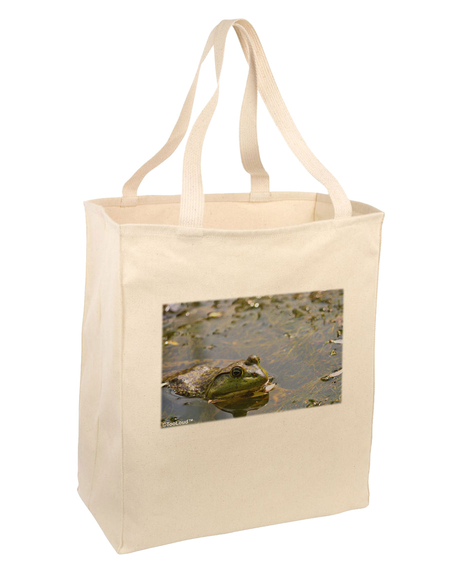 Bullfrog In Water Large Grocery Tote Bag-Natural by TooLoud-Grocery Tote-TooLoud-Natural-Large-Davson Sales