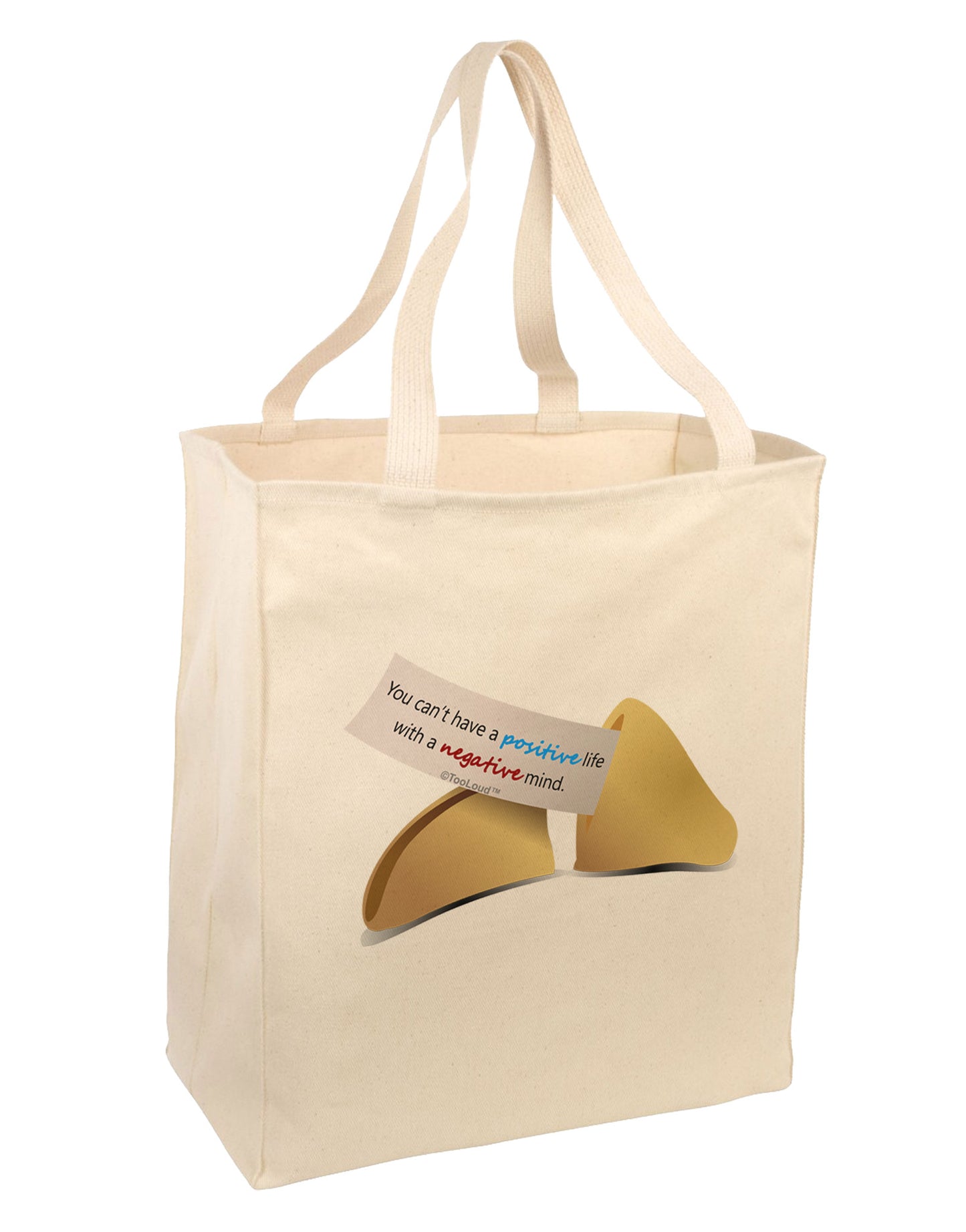 Positive Life - Fortune Cookie Large Grocery Tote Bag-Grocery Tote-TooLoud-Natural-Large-Davson Sales