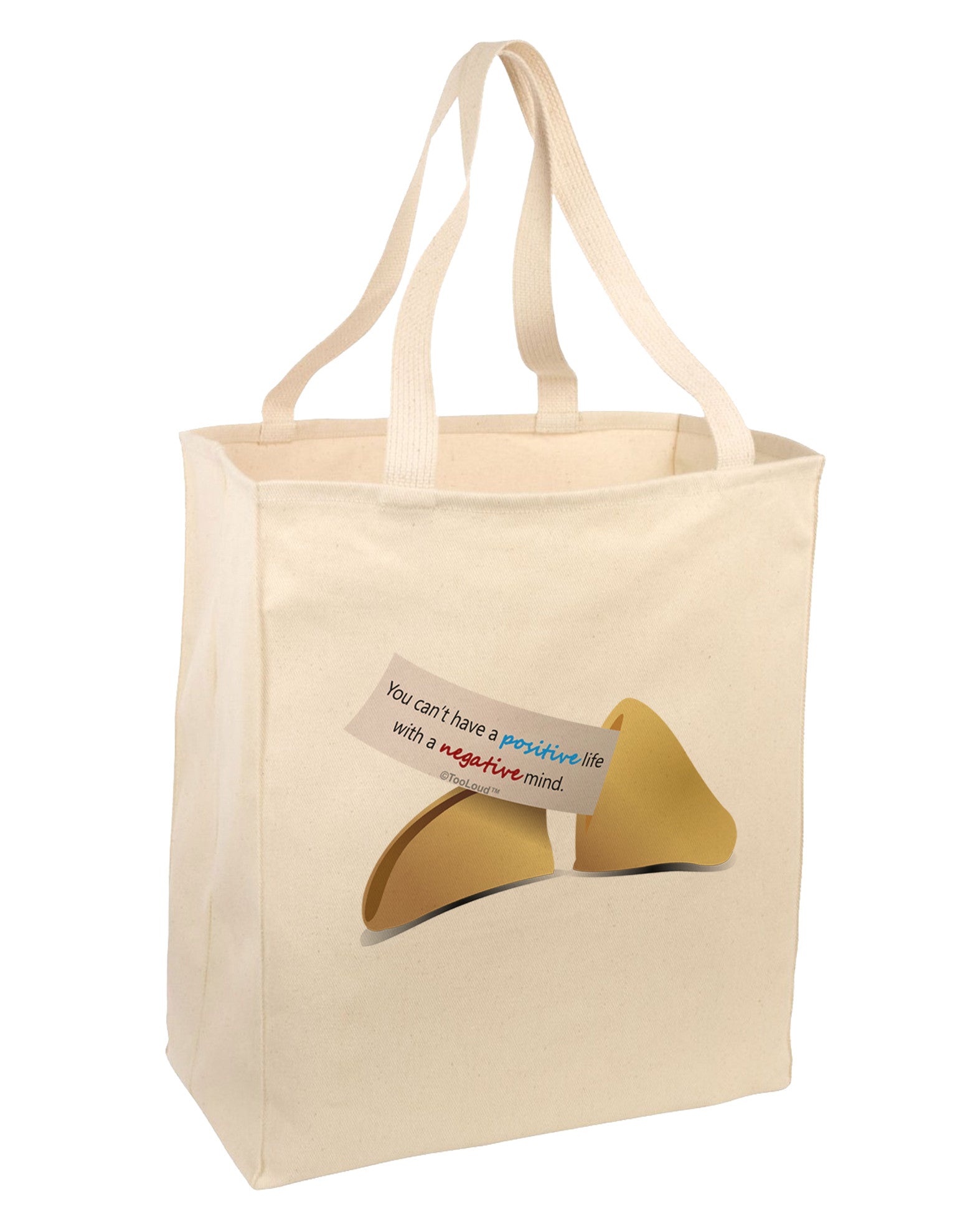 Positive Life - Fortune Cookie Large Grocery Tote Bag-Grocery Tote-TooLoud-Natural-Large-Davson Sales