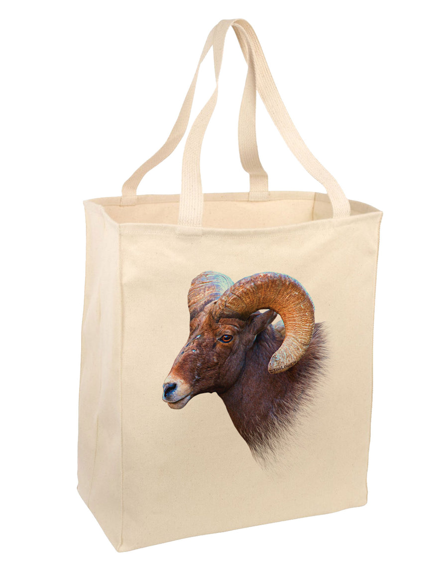 Majestic Bighorn Ram Large Grocery Tote Bag-Natural-Grocery Tote-TooLoud-Natural-Large-Davson Sales