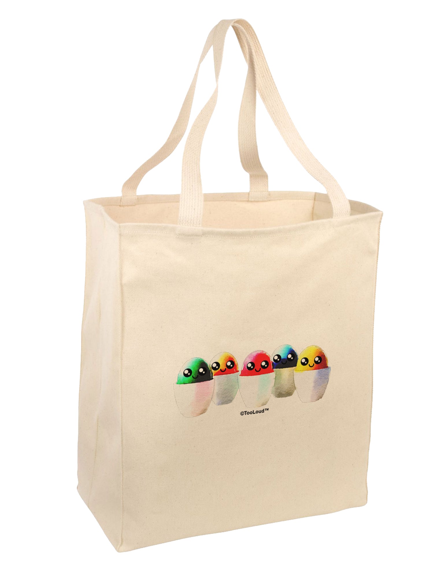 Kawaii Easter Eggs - No Text Large Grocery Tote Bag by TooLoud-Grocery Tote-TooLoud-Natural-Large-Davson Sales