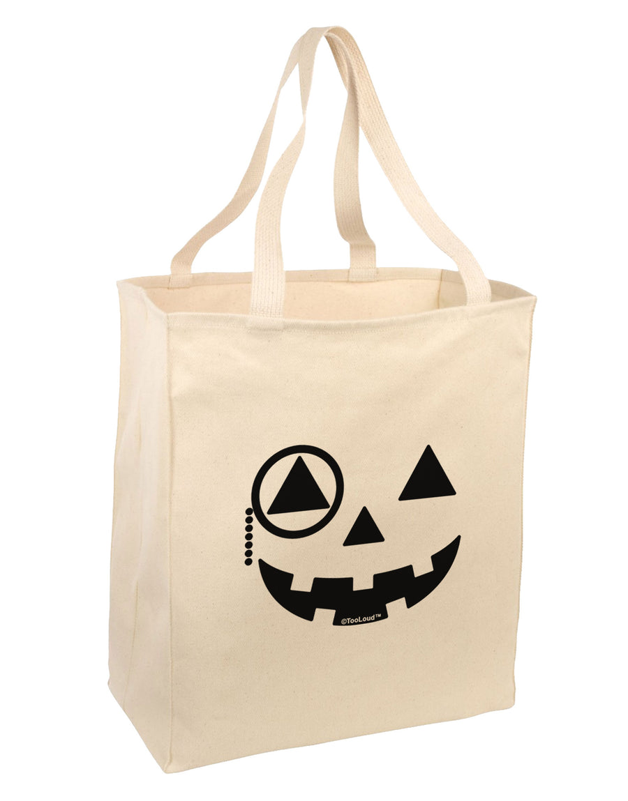 Monocle Jack-o-Lantern B-W Large Grocery Tote Bag-Grocery Tote-TooLoud-Natural-Large-Davson Sales