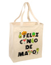 Feliz Cinco de Mayo - Fiesta Icons Large Grocery Tote Bag by TooLoud-Grocery Tote-TooLoud-Natural-Large-Davson Sales