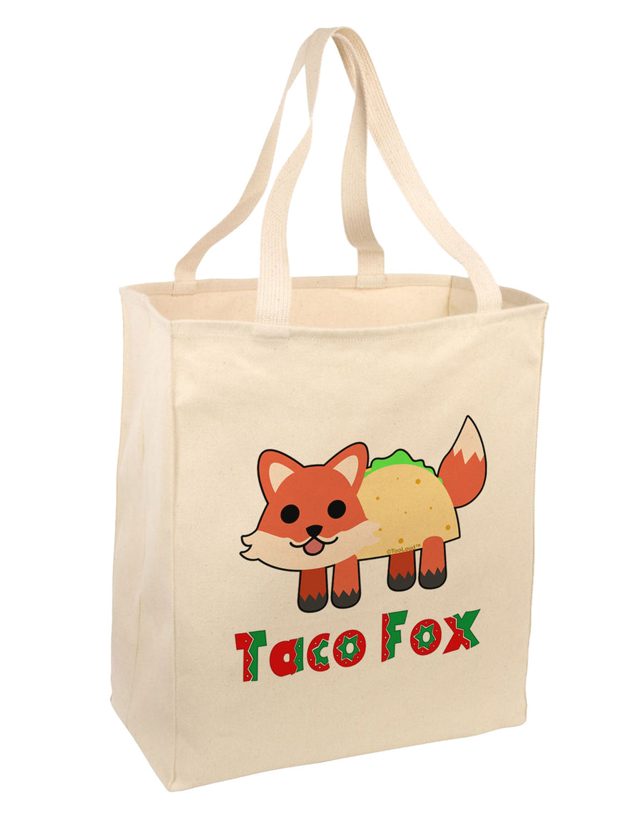 Cute Taco Fox Text Large Grocery Tote Bag-Grocery Tote-TooLoud-Natural-Large-Davson Sales