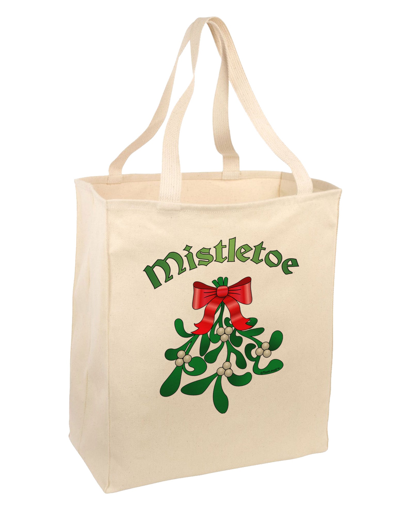 Christmas Kiss Mistletoe Large Grocery Tote Bag-Grocery Tote-TooLoud-Natural-Large-Davson Sales