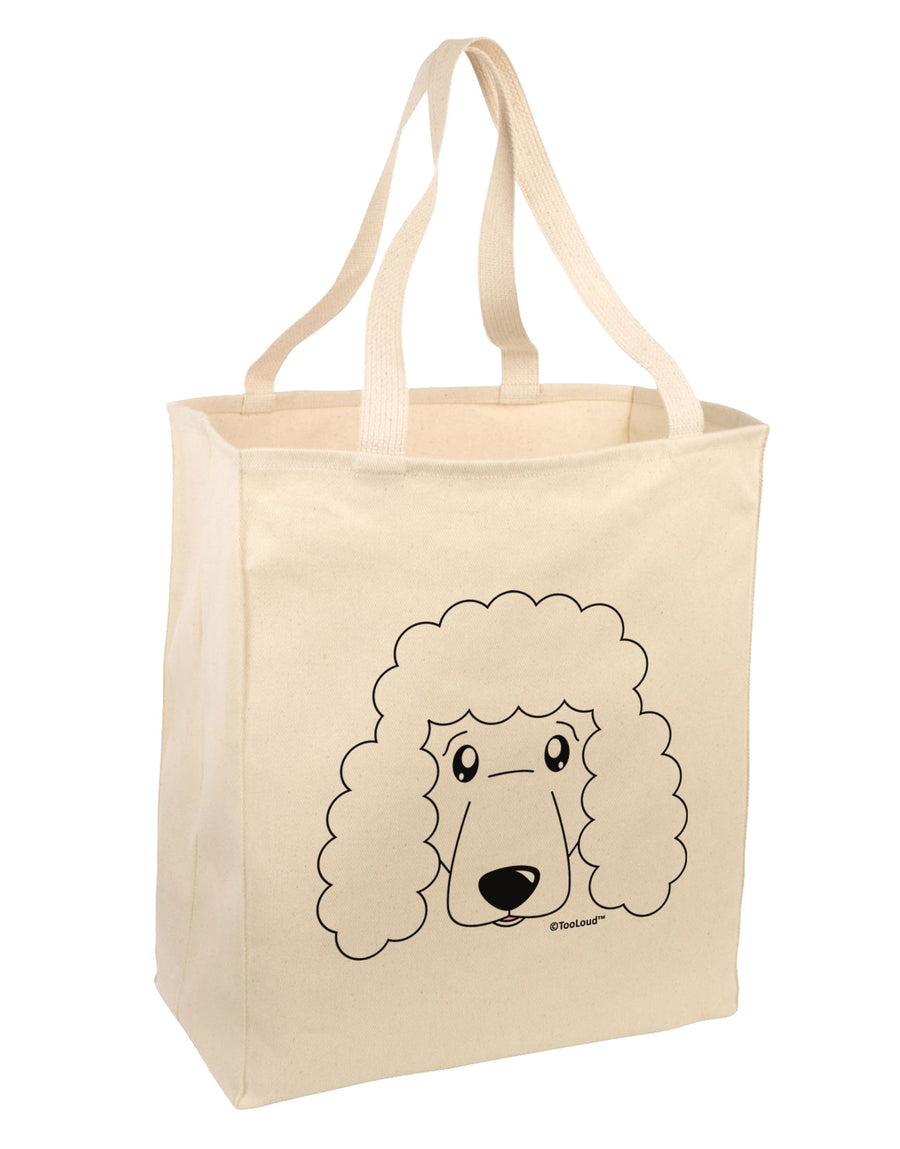 Cute Poodle Dog - White Large Grocery Tote Bag by TooLoud-Grocery Tote-TooLoud-Natural-Large-Davson Sales