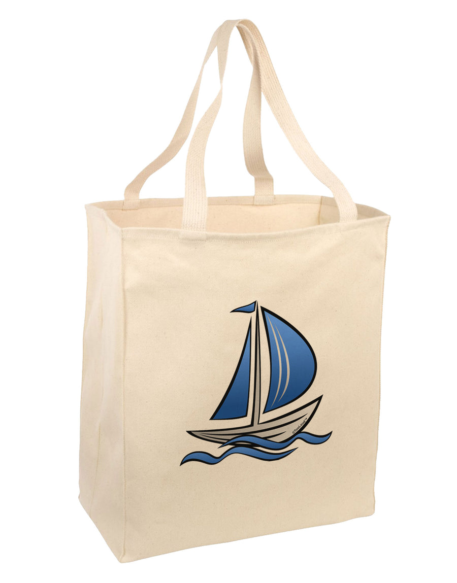 Blue Sailboat Large Grocery Tote Bag-Grocery Tote-TooLoud-Natural-Large-Davson Sales