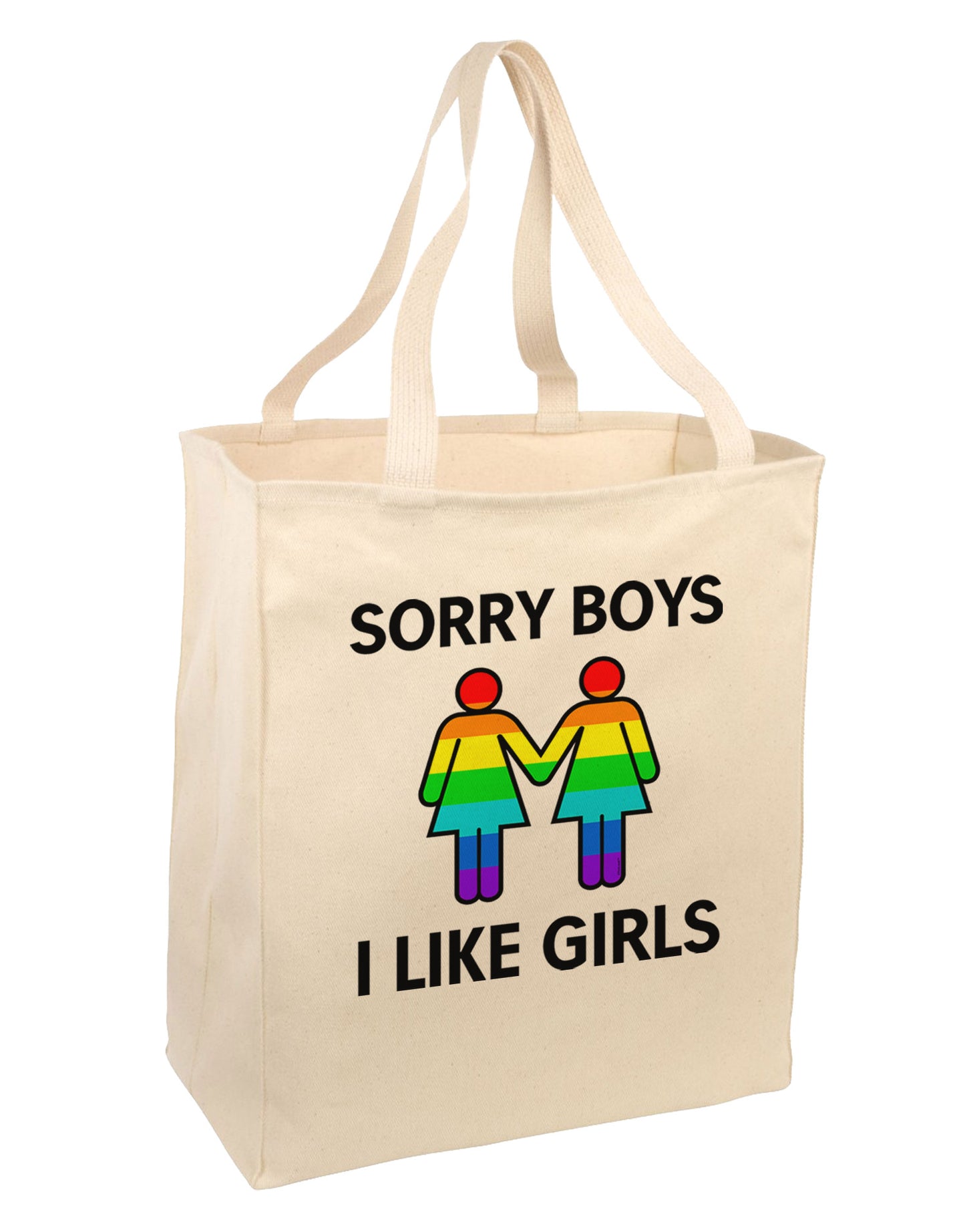 Sorry Boys I Like Girls Lesbian Rainbow Large Grocery Tote Bag-Grocery Tote-TooLoud-Natural-Large-Davson Sales