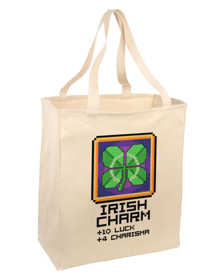 Pixel Irish Charm Item Large Grocery Tote Bag-Grocery Tote-TooLoud-Natural-Large-Davson Sales