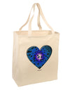 Water Droplet Heart Blue Large Grocery Tote Bag by TooLoud-Grocery Tote-TooLoud-Natural-Large-Davson Sales