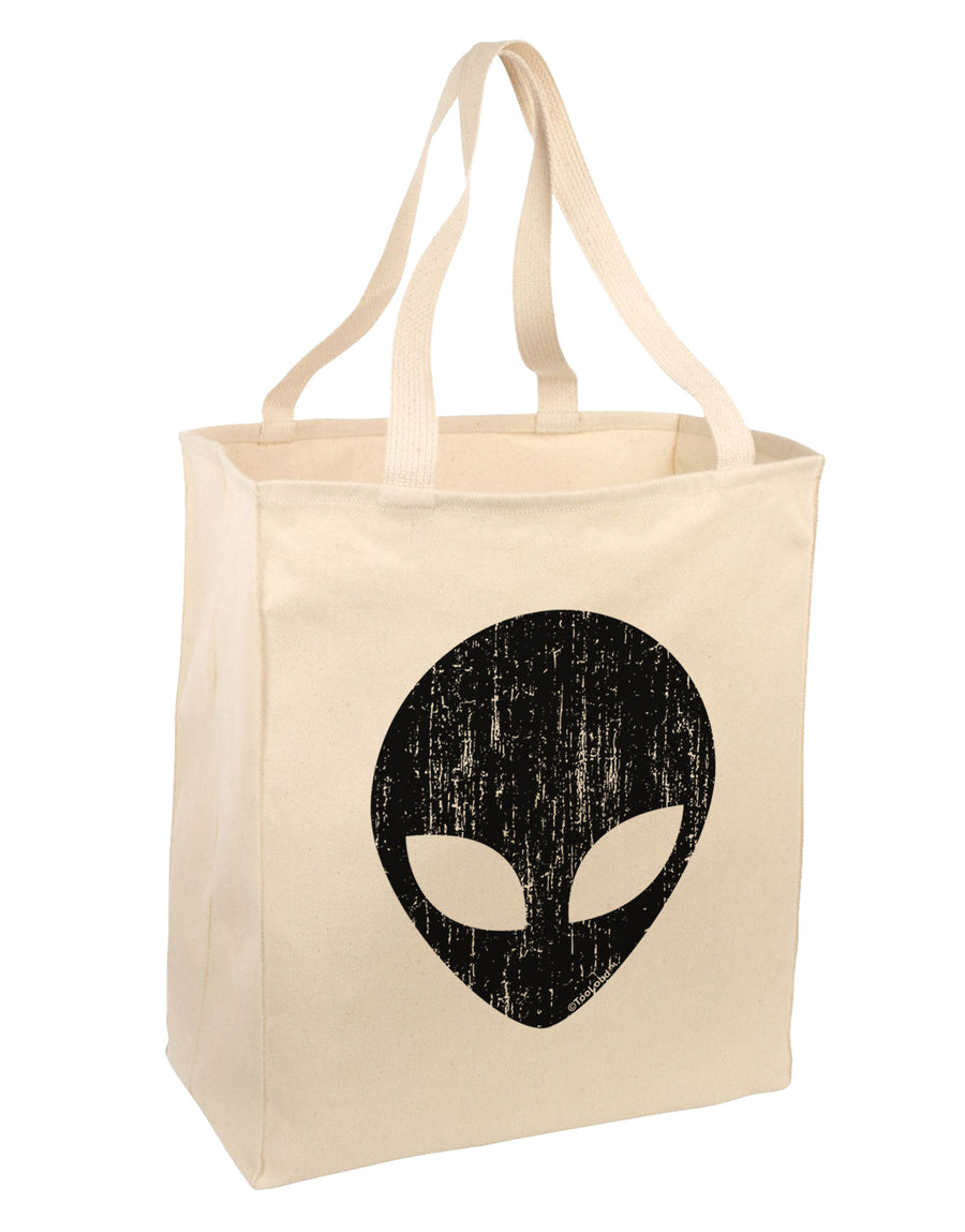 Extraterrestrial Face - Alien Distressed Large Grocery Tote Bag by TooLoud-Grocery Tote-TooLoud-Natural-Large-Davson Sales