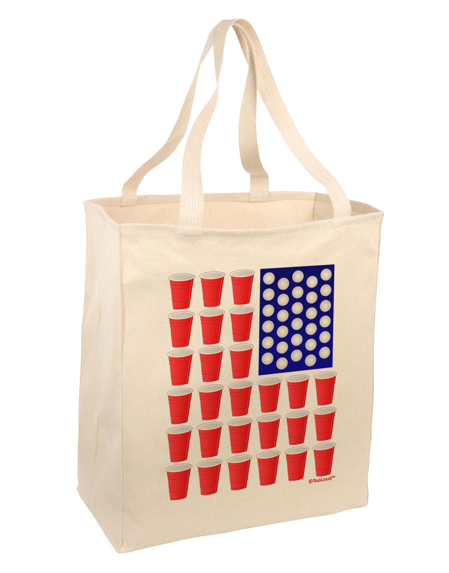 Beer Pong Flag Large Grocery Tote Bag-Grocery Tote-TooLoud-Natural-Large-Davson Sales