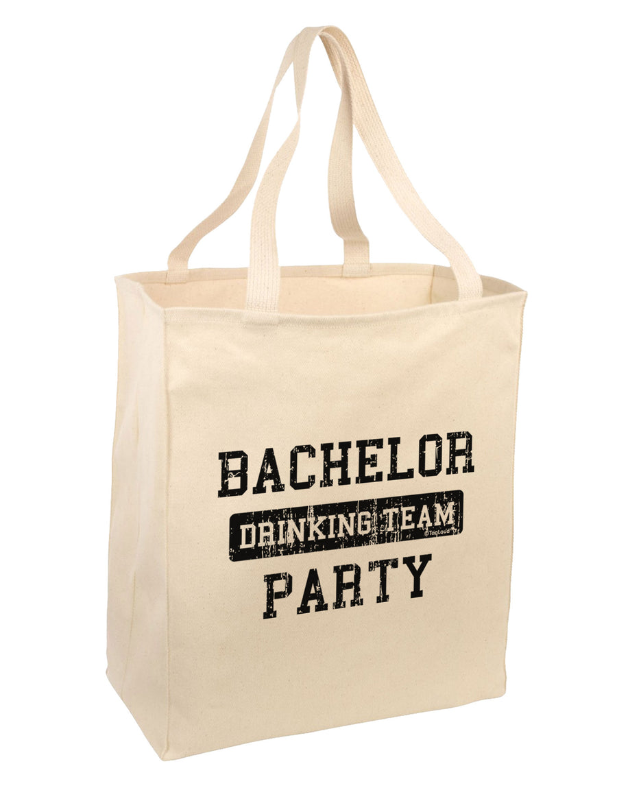 Bachelor Party Drinking Team - Distressed Large Grocery Tote Bag-Grocery Tote-TooLoud-Natural-Large-Davson Sales