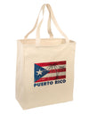 Distressed Puerto Rico Flag Large Grocery Tote Bag-Grocery Tote-TooLoud-Natural-Large-Davson Sales