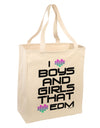 I Heart Boys and Girls That Heart EDM Large Grocery Tote Bag-Grocery Tote-TooLoud-Natural-Large-Davson Sales