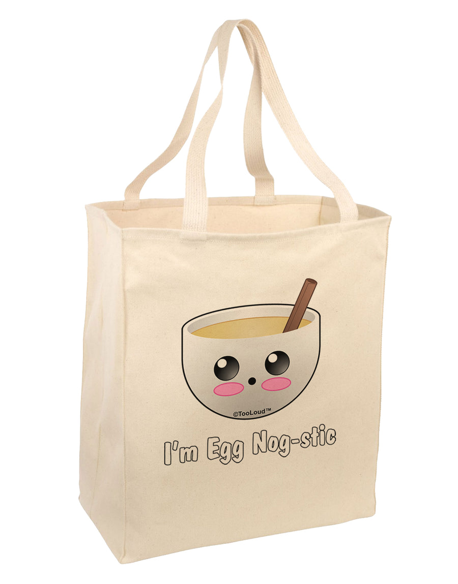 I'm Egg Nog-stic - Cute Egg Nog Large Grocery Tote Bag by TooLoud-Grocery Tote-TooLoud-Natural-Large-Davson Sales