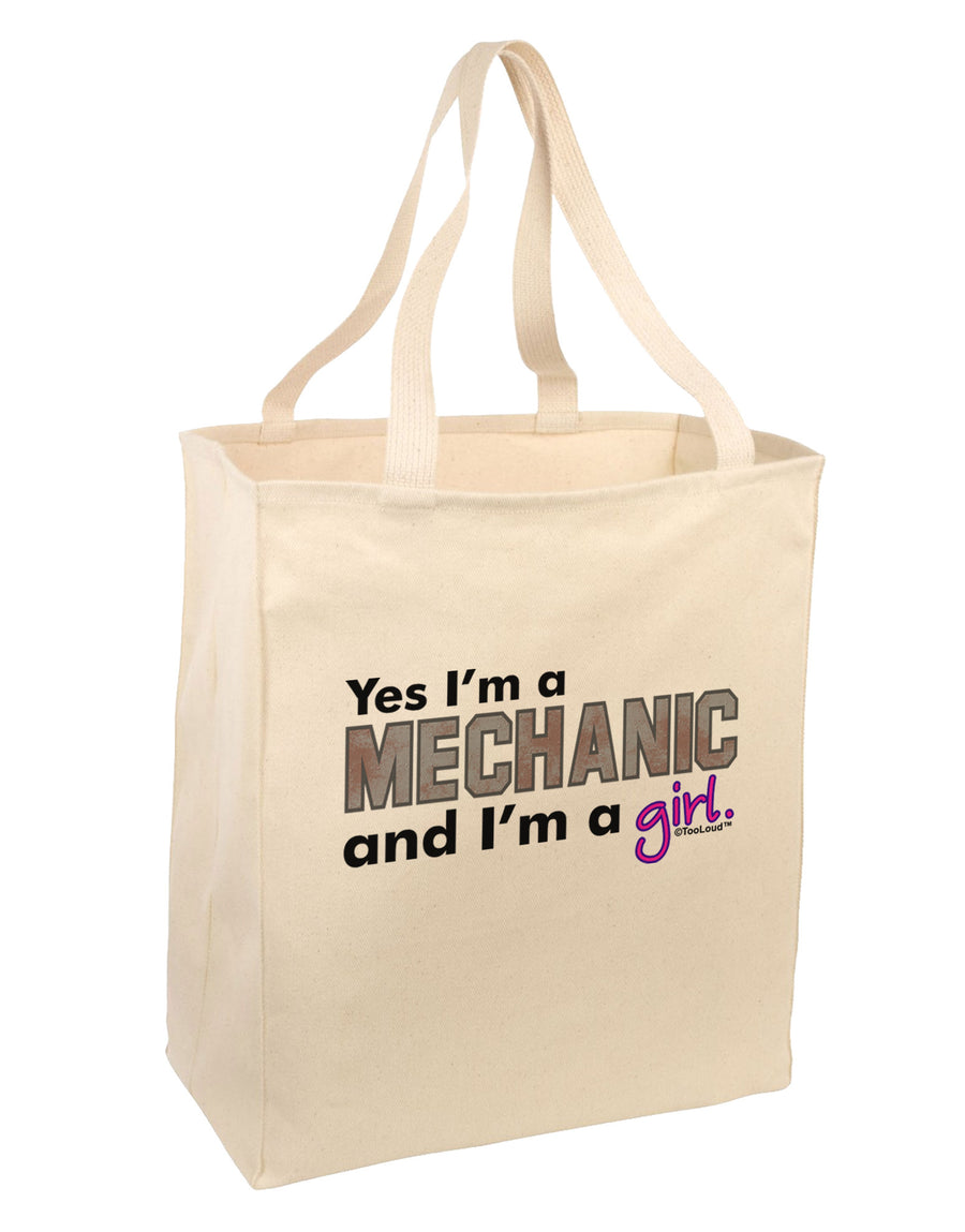 Yes I am a Mechanic Girl Large Grocery Tote Bag-Grocery Tote-TooLoud-Natural-Large-Davson Sales